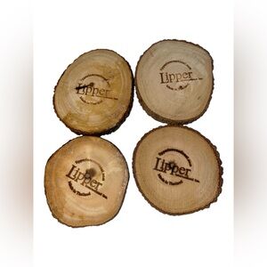 Lipper International Acacia Tree Bark Coasters, Set of 4 Natural Wood
